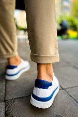 Ch979  Santoni Gbt Spor Erkek Ayakkabı Beyaz/Mavı