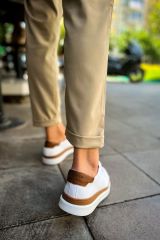 Ch979  Santoni Gbt Spor Erkek Ayakkabı Beyaz/Taba