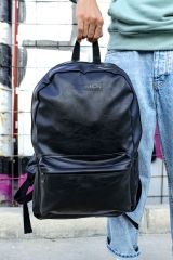 Cnt006  Cilt Deri Erkek Sırt Çantası Sıyah