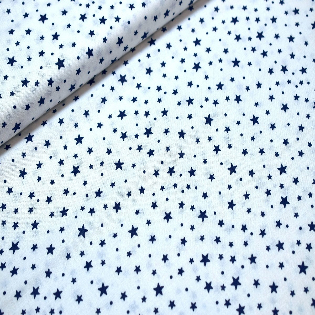 Lacivert yıldızlı poplin kumaş