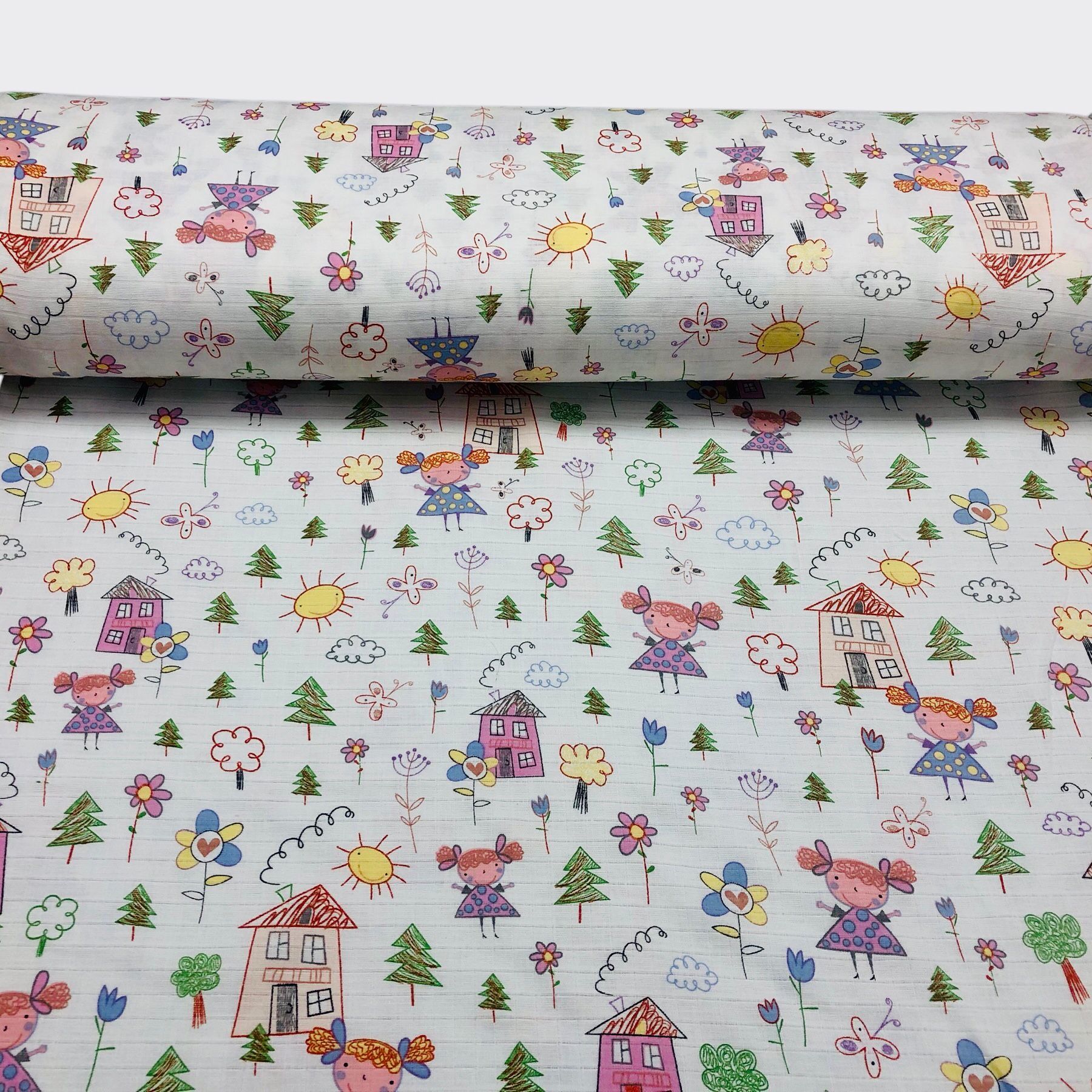 Desenli Müslin Kumaşı