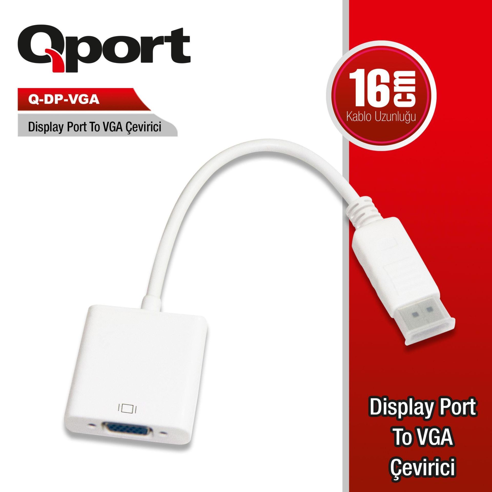 Qport QDpVga Dv Dısplay Port To Vga Dönüştürücü