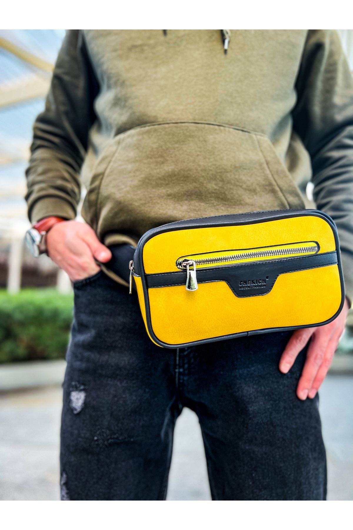 Ch101  Poani Tablet Erkek Çanta Sıyah  Sarı