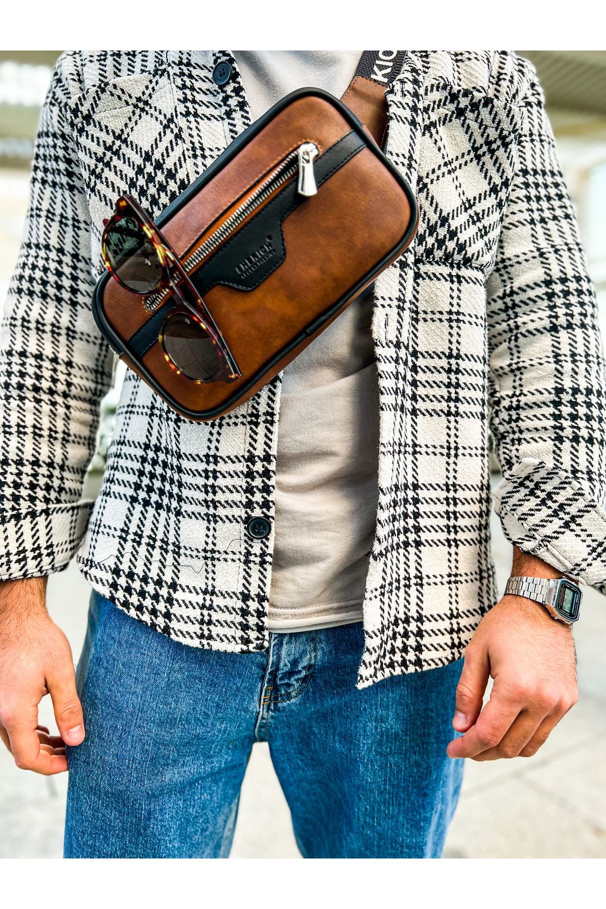 Ch101  Poani Tablet Erkek Çanta Sıyah/Taba