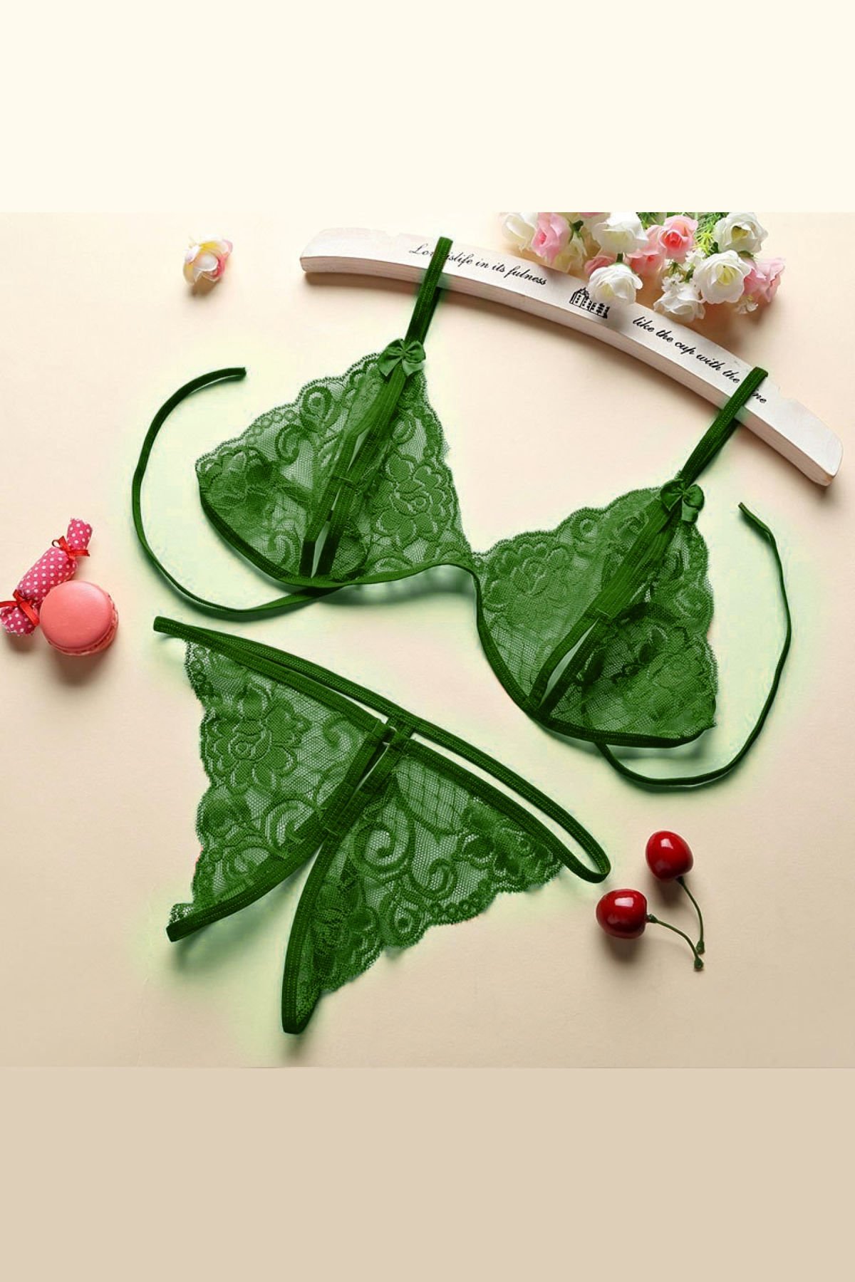 Kadın Yeşil Dantelli Sütyen Külot Takımı – Modern, Konforlu Ve Günlük Kombinlere Uygun