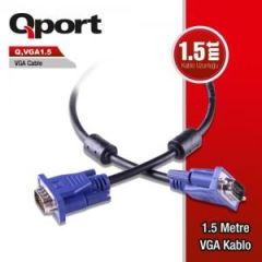 Qport QVga1.5 15 Pın Fıltrelı Vga Kablo 1.5Mt