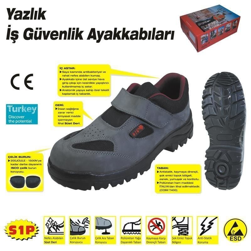 414 Yazlık S1 42 No Çelik Burunlu Ayakkabı