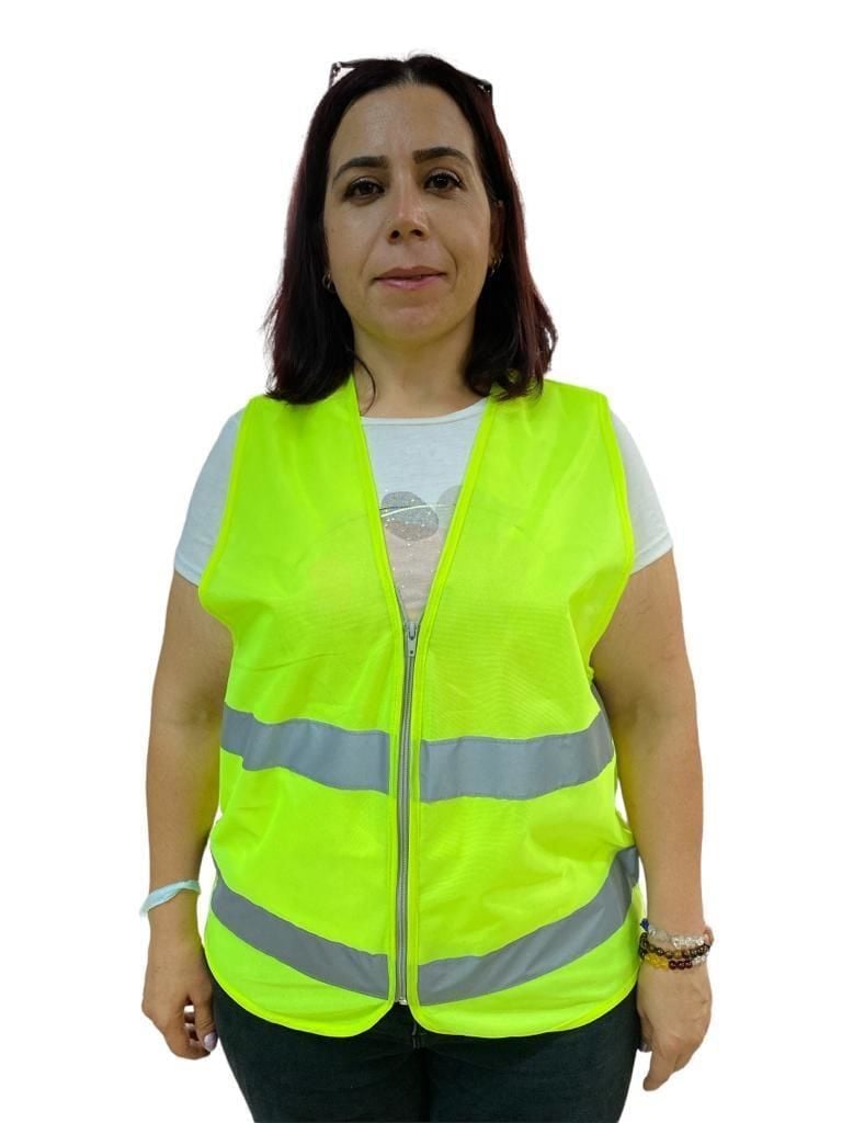 Fermuarlı Sarı İkaz Yeleği Xl Beden 59 Cm