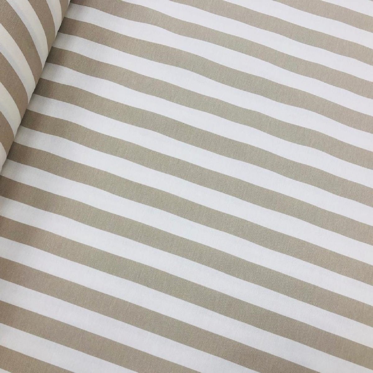Bej Çizgili Duck Kumaş