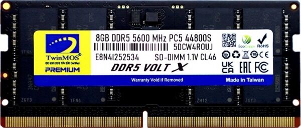 TWINMOS 8GB DDR5 5600Mhz CL46 Notebook Ram TMD58GB5600S46