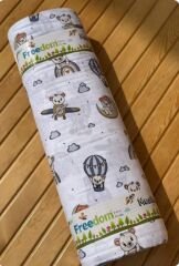 160 cm Eninde %100 Pamuk Çocuk Desenli Müslin Kumaş – 40 Metre Top