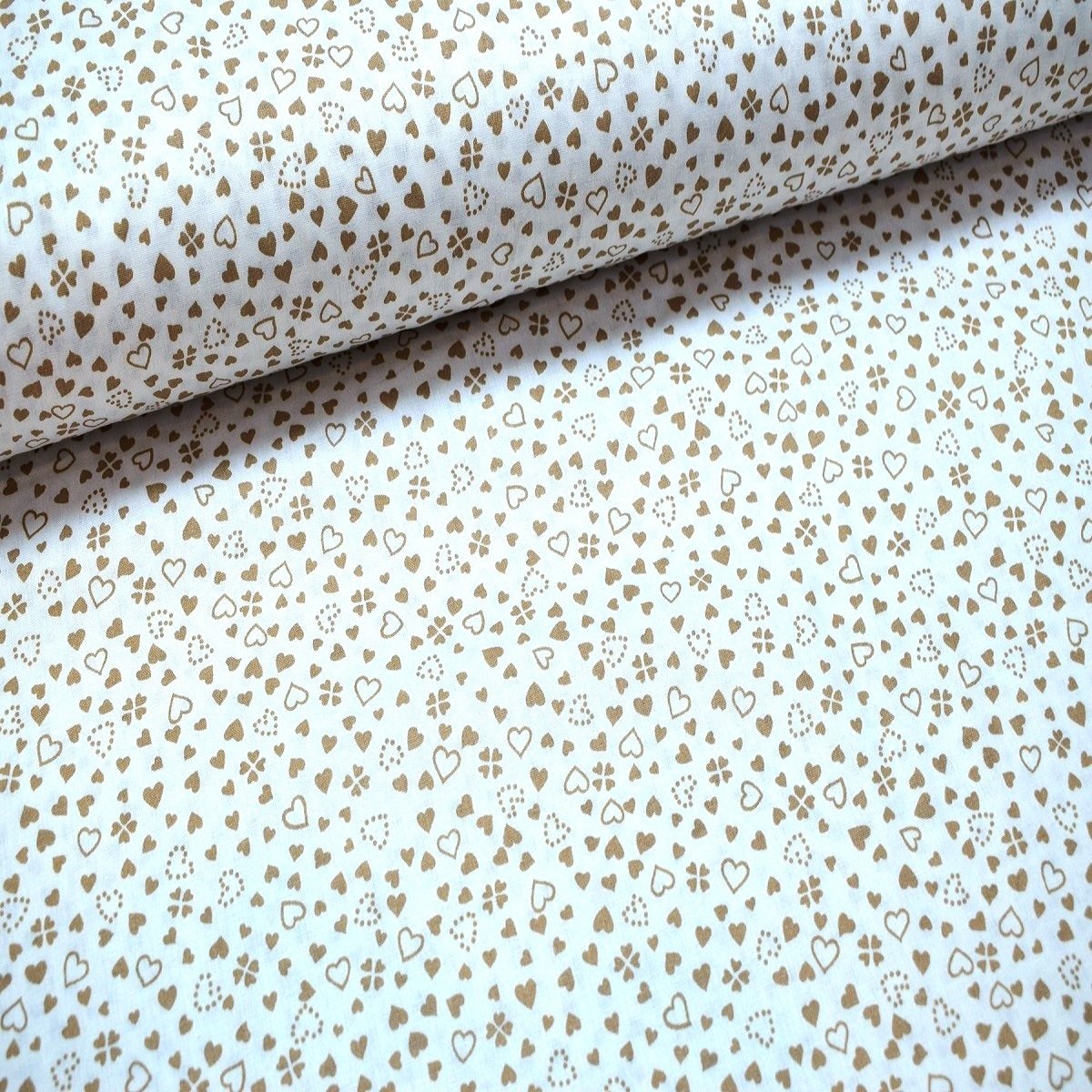 Beige poplin fabric hearted