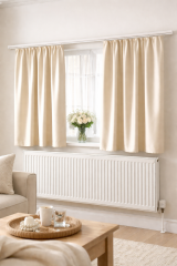 Krem Saten Güneşlik Perde-Kısa Boy