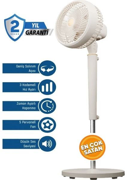EVEREST FAN12 DYNABREEZE 9 ÇİFT MOTORLU VANTİLATÖR KREM 70W 2000 RPM 3 HIZ KADEMELİ