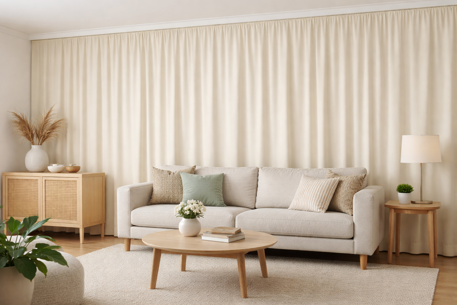 Krem Saten Güneşlik Perde-Uzun Boy