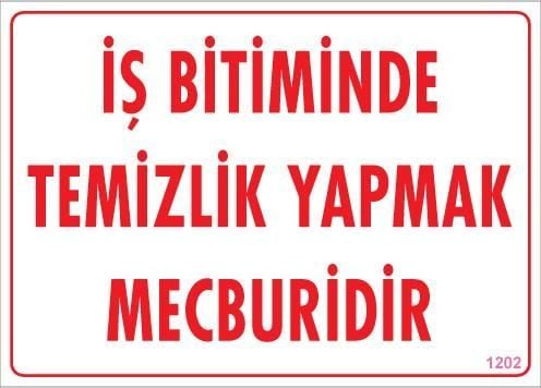 Temizlik Düzen Uyarı Levhası 25X35 Kod:1202