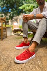 Ch173  Kbt Velluto Erkek Ayakkabı Kırmızı