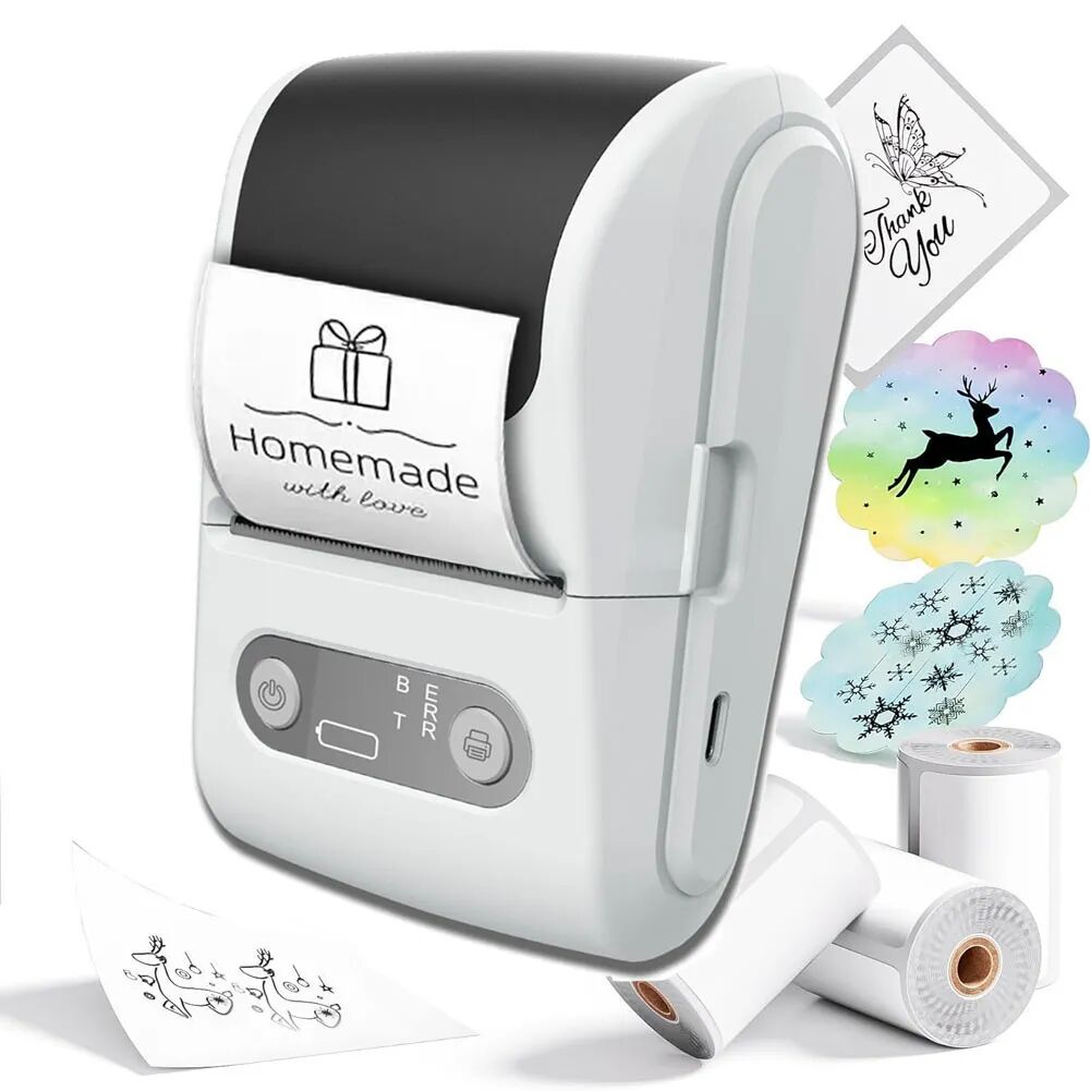 Beyaz Kablosuz Portatif Etiket Yazıcısı
