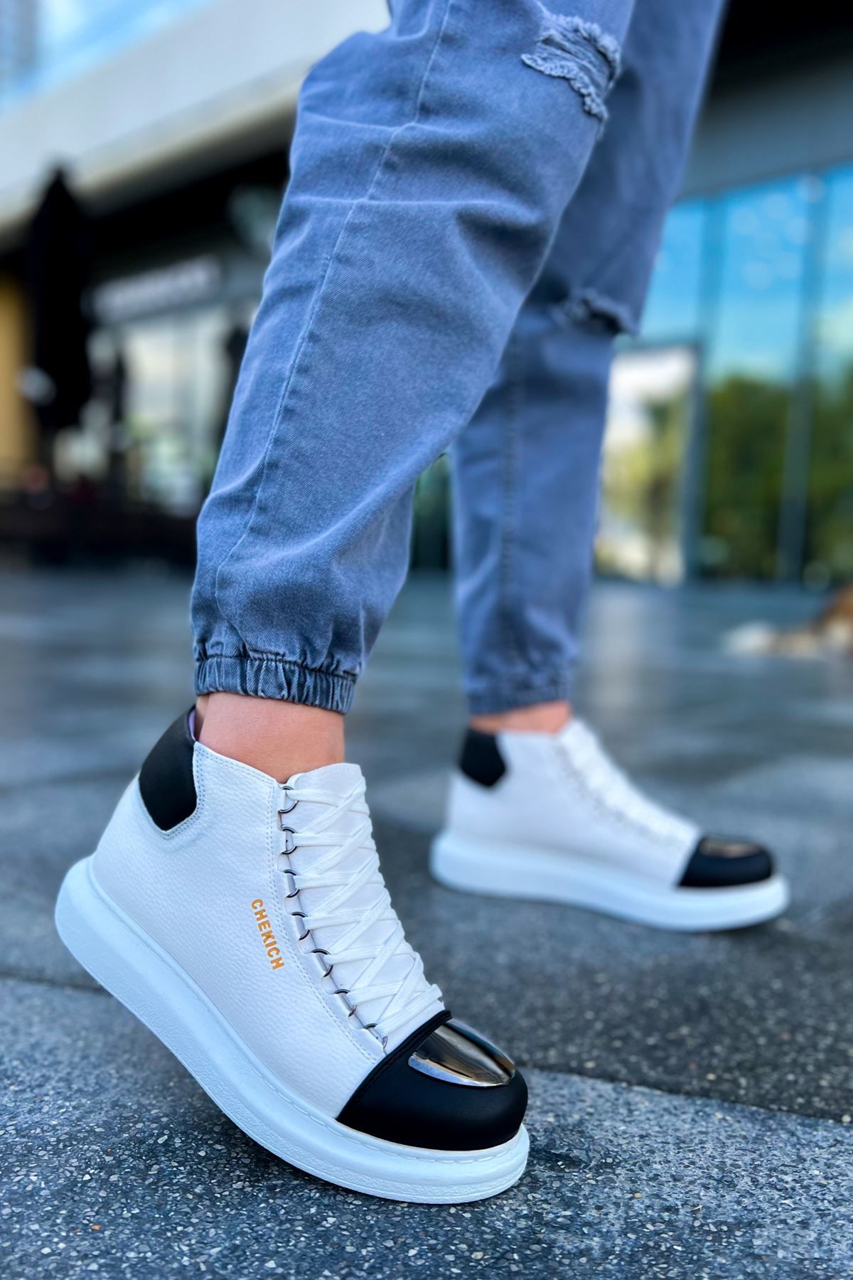 Ch267  Gbt Roma Mirror Erkek Bot Beyaz/Sıyah