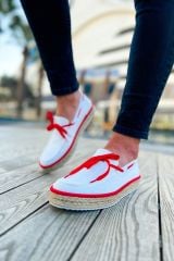 Ch311  Espadril Erkek Ayakkabı Beyaz/Kırmızı