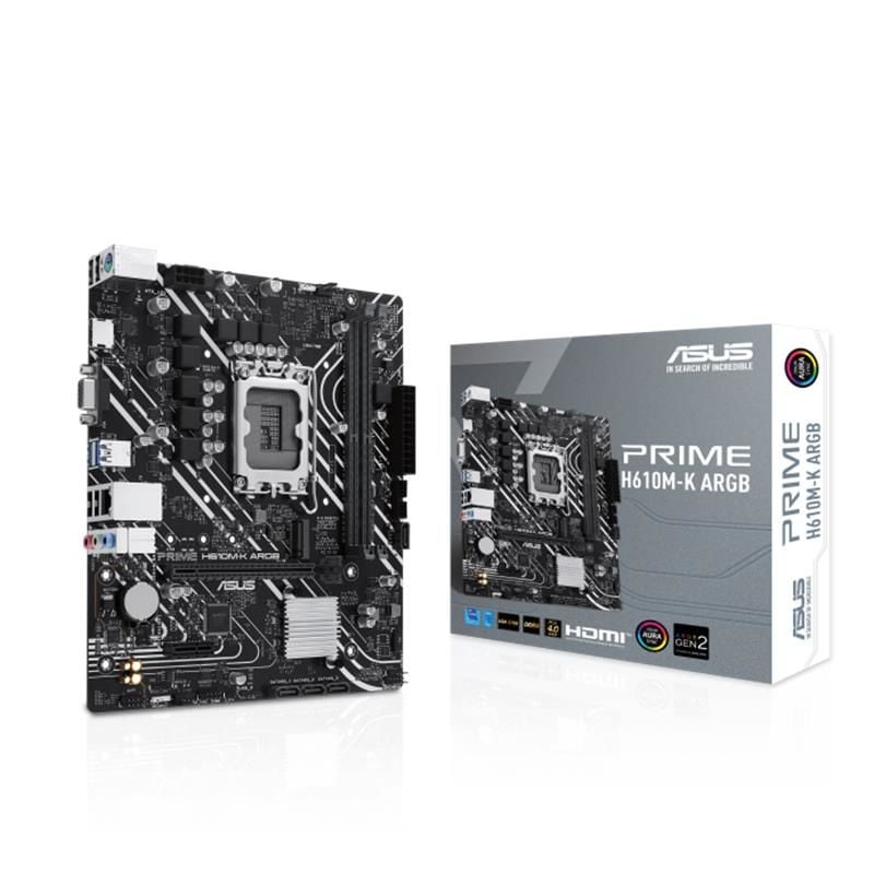 Asus Prıme H610MK Argb Ddr5 5600Mhz 1Xvga 1Xhdmı 1Xm.2 Usb 3.2 Matx 1700P (12. / 13. Ve 14. Nesi̇l İşlemci̇ Uyumlu)